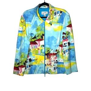 Joseph Ribkoff Art to Wear European-Inspired Vibrant Full Zip Jacket, 18 (XL)